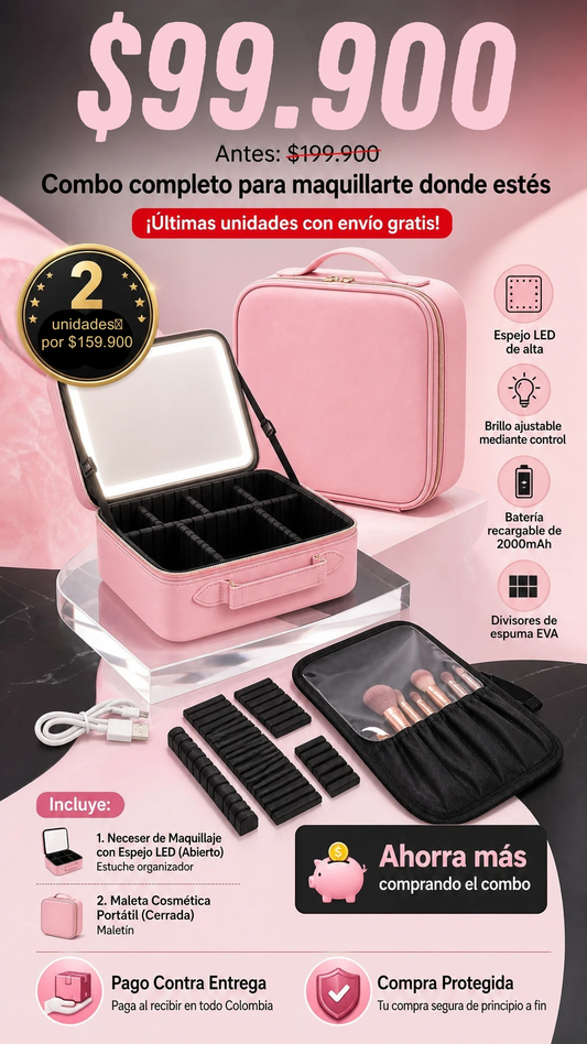 Cosmetiquera Espejo Luz Led
