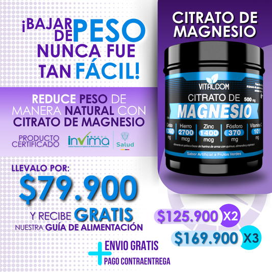 Citrato de Magnesio en polvo– Baja de peso de forma natural y segura