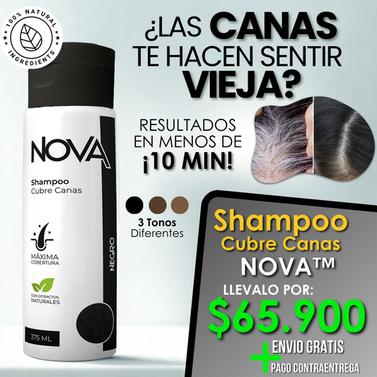 Shampoo Cubre Canas Nova™ - Color Natural en 5 Minutos