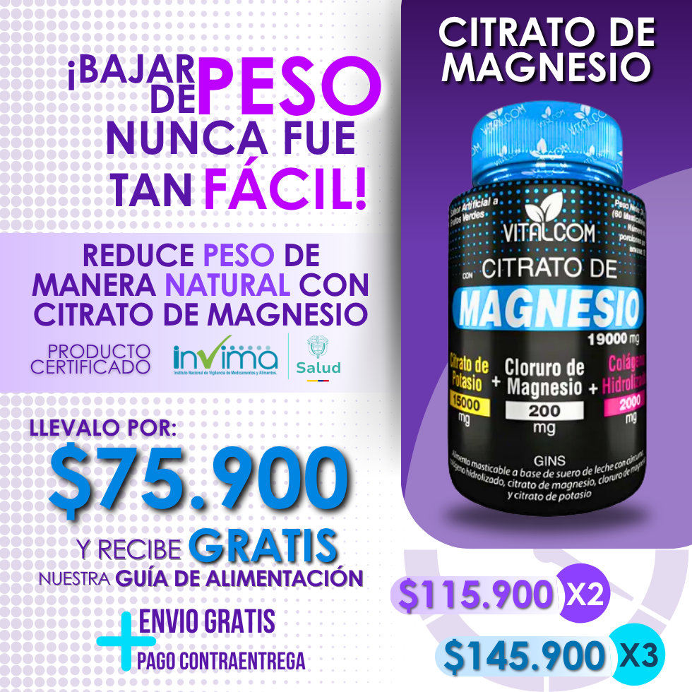 Citrato de Magnesio en Cápsulas– Baja de peso de forma natural y segura