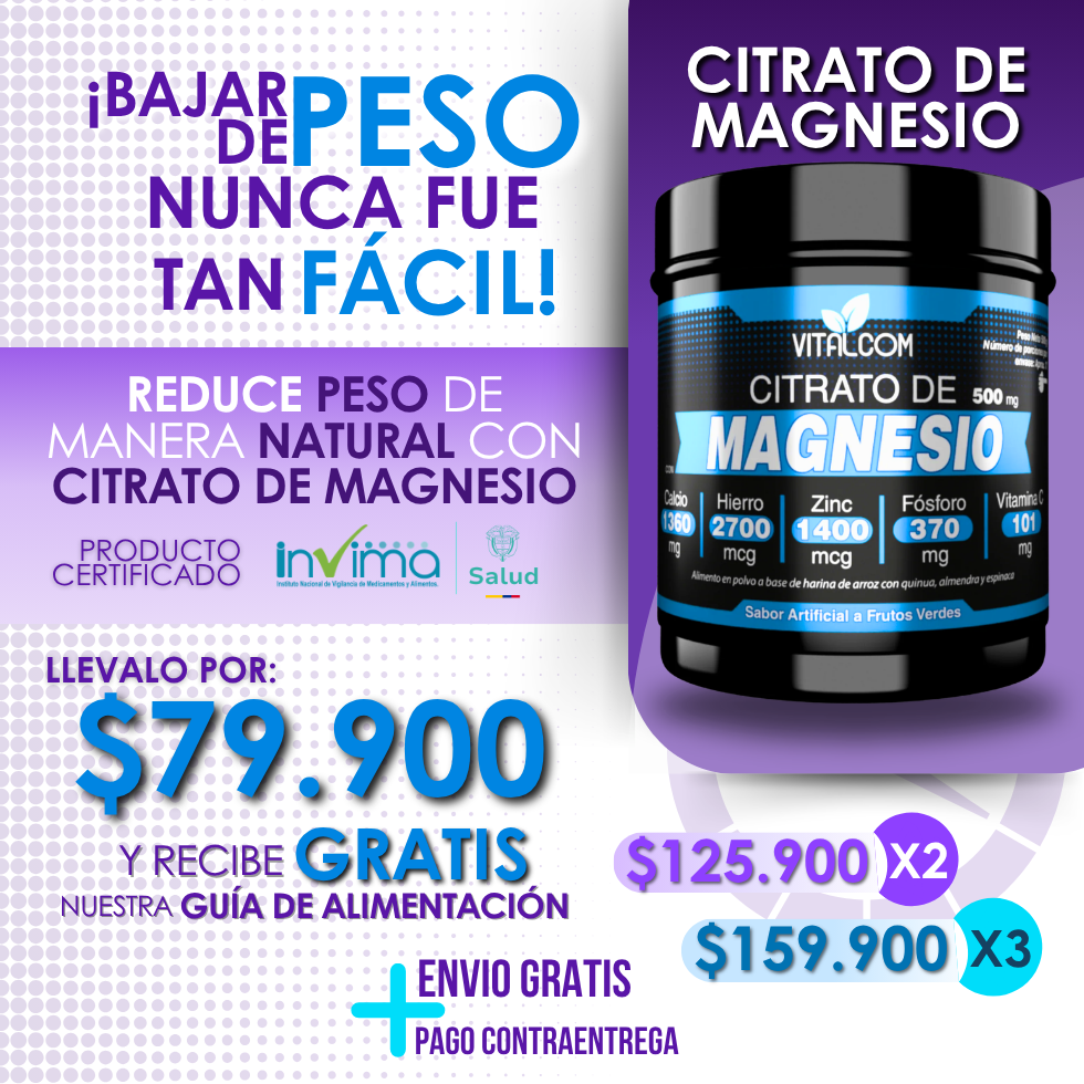 Citrato de Magnesio en polvo– Baja de peso de forma natural y segura